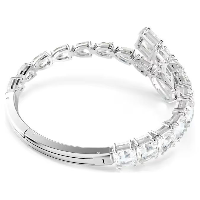 Matrix cuff Mixed cuts, White, Rhodium plated